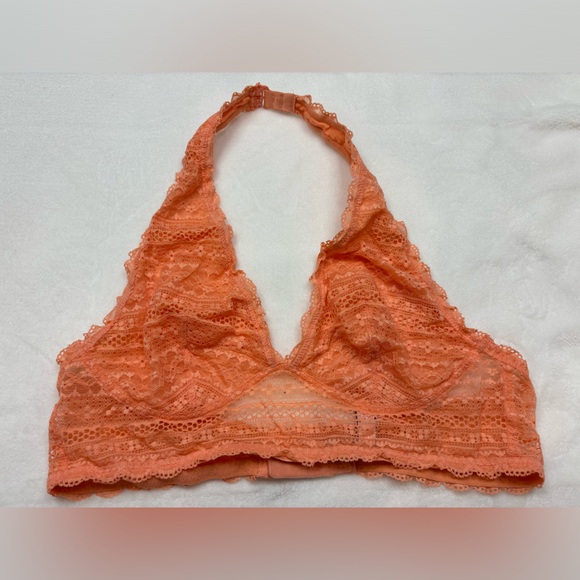 Victoria’s Secret Woman’s Orange Lace Halter Lightweight Bralette - Picture 1 of 7